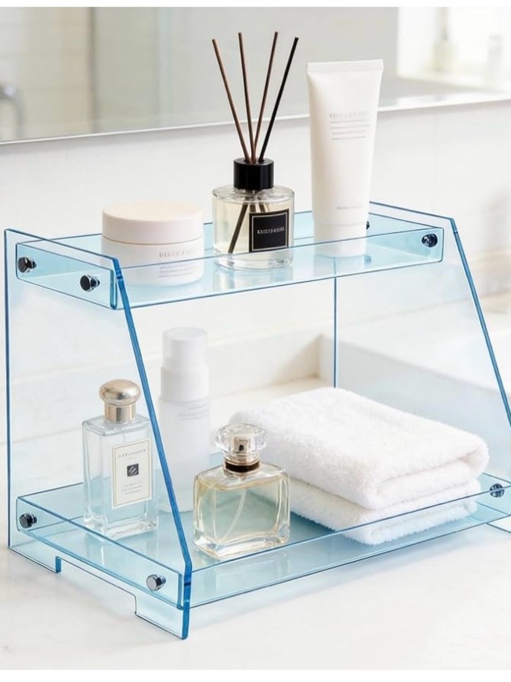 Royalita Two-Tier Blue Acrylic Makeup Organizer - Picture 4 of 5